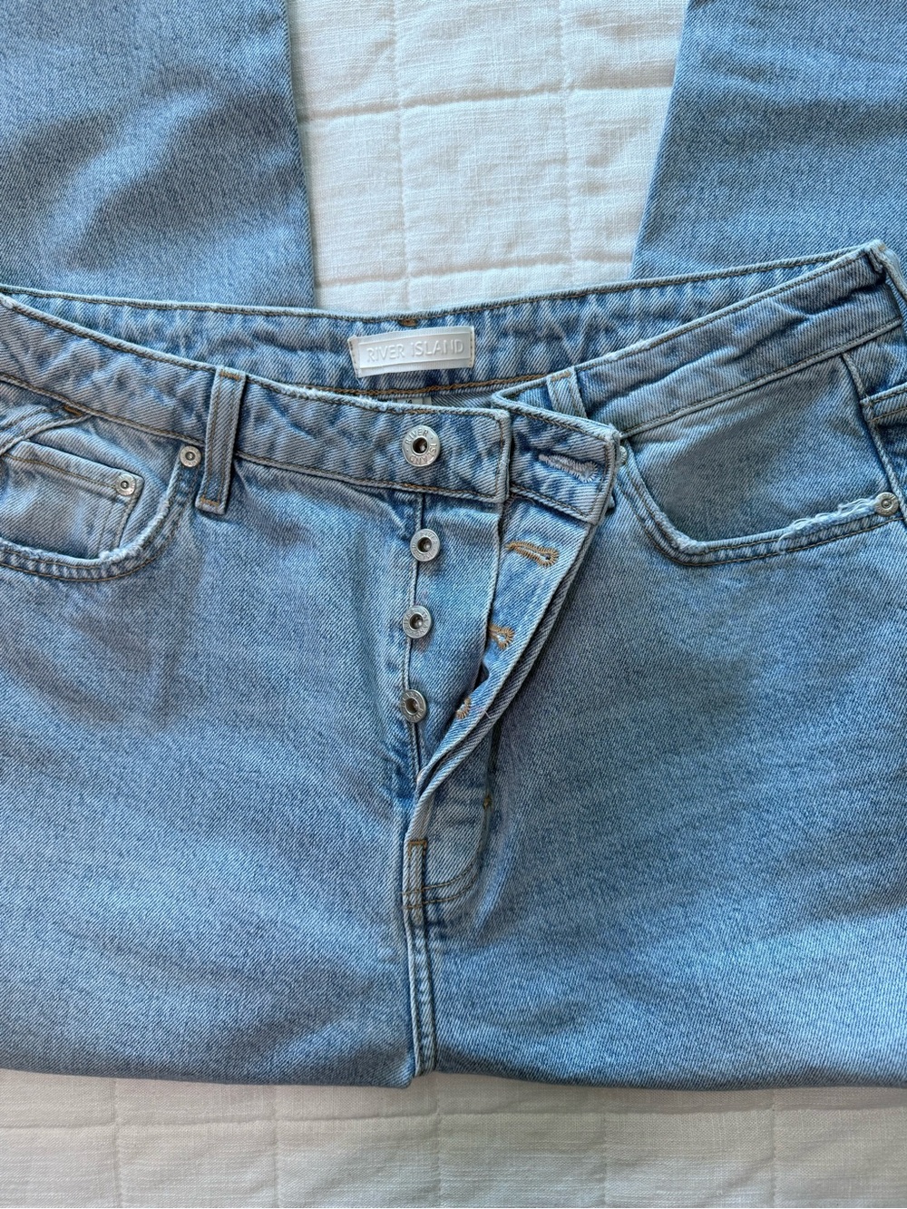 River Island Light Blue distressed Slim Straight Jeans